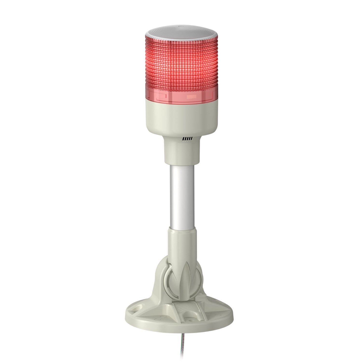 Coluna luminosa Ø60mm pré-montada, LED vermelho, 24VCA/CC, tubo de montagem em alumínio com suporte dobrável