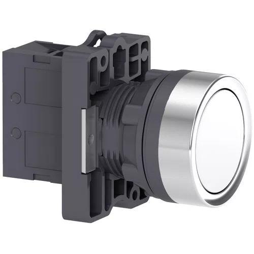 Botão Ø22mm plástico, retorno por mola, branco, NA