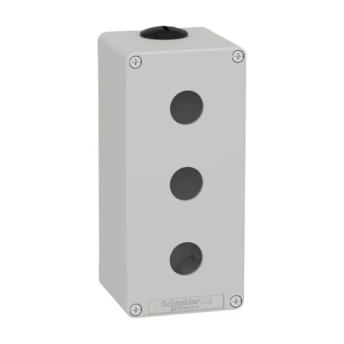 Botoeira metálica vazia Ø22mm, cinza, 3 furos, 80X175X77mm