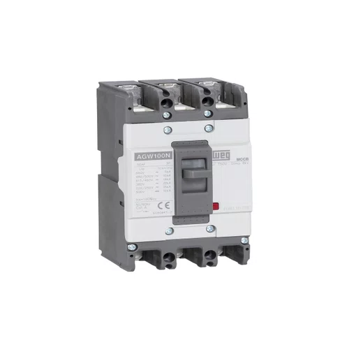DISJUNTOR AGW100N-DX100-3 100A 3 polos 22kA @ 380Vc.a.(IEC 60947-2) Térmico e magnético fixos
