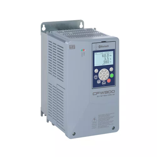 INVERSOR CFW900A09P6T4DB20Y2B Mec. A 9.6A Trifásico 380-480 V Com frenagem IP20 STO/SS1 HMI com bluetooth