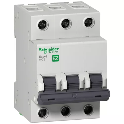 Mini disjuntor Easy9 3P, 6A, Curva C, 3kA em 400VCA