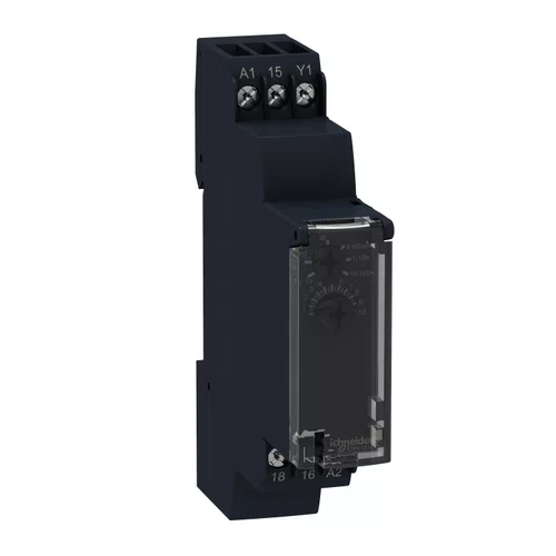 Relé temporizador modular, 8A, 1NAF, 0,1s...100h, função dupla - atraso na energização, 24VCC / 24...240VCA