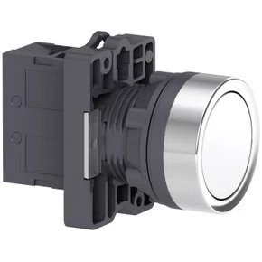 Botão Ø22mm plástico, retorno por mola, branco, NA