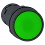 Botão monobloco Ø22mm plástico, retorno por mola, verde, NA